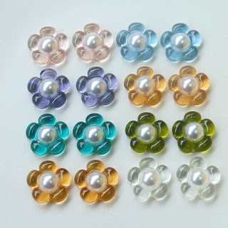 Phong cách HyunA Pháp, hoa ngọc trai trong suốt, phụ kiện lớn DIY bằng nhựa cho bông tai, phụ kiện tóc, vật liệu ốp điện thoại