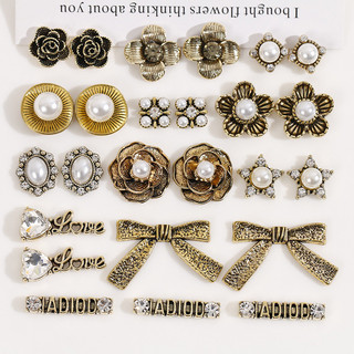 Xu hướng cổ điển tất cả các kết hợp hợp kim ngọc trai với kim cương hoa hồng nơ hoa Tai Tình Yêu DIY phụ kiện trang sức bán buôn
