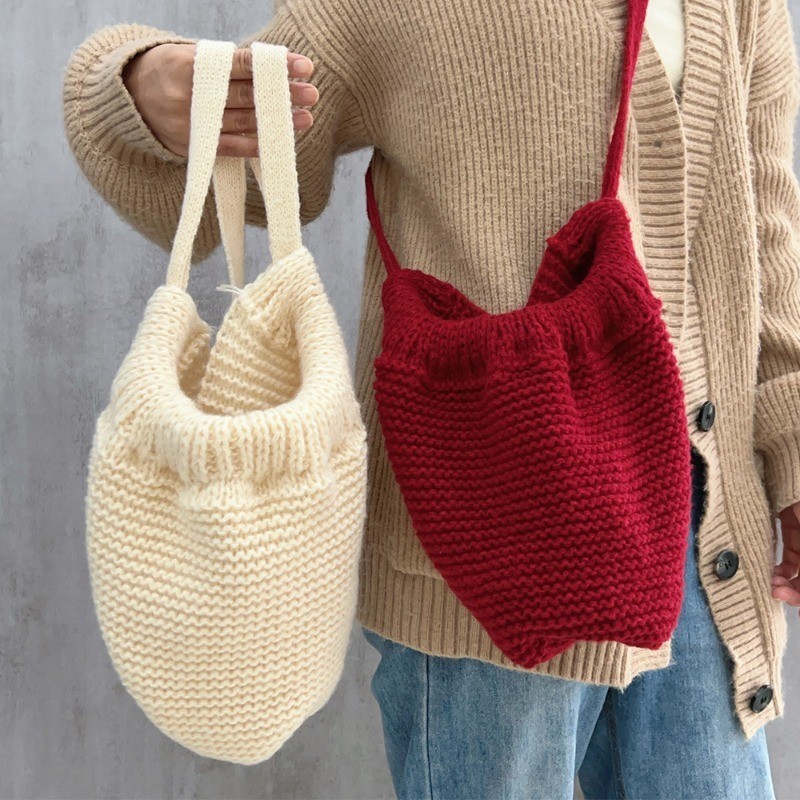 Mũ beanie dệt kim - Túi đa năng có dây rút - Thời trang, đơn giản, đa năng - Bảo vệ tai, giữ ấm, chống lạnh, dày - Mũ chui đầu mùa thu đông