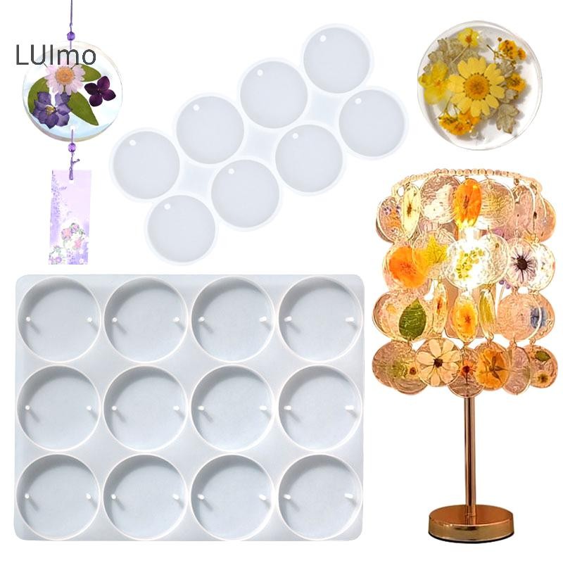 Luimo 8 / 12 Chiếc Tròn Hình Bầu Dục Mặt Dây Nhựa Khuôn DIY Epoxy Bông Tai Ch Khuôn Silicon Cho Trang Sức Làm Móc Khóa Thẻ Casg DIY Craft SBS