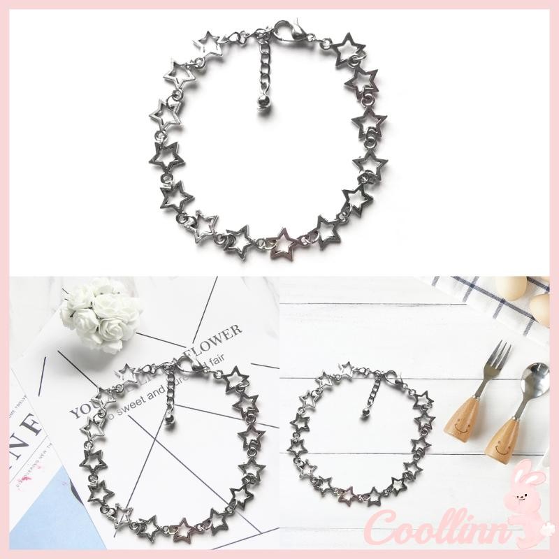 Coo Vintage Shiny Star Pentagram Chất liệu hợp kim Vòng tay cho nữ Vòng tay ngọt ngào