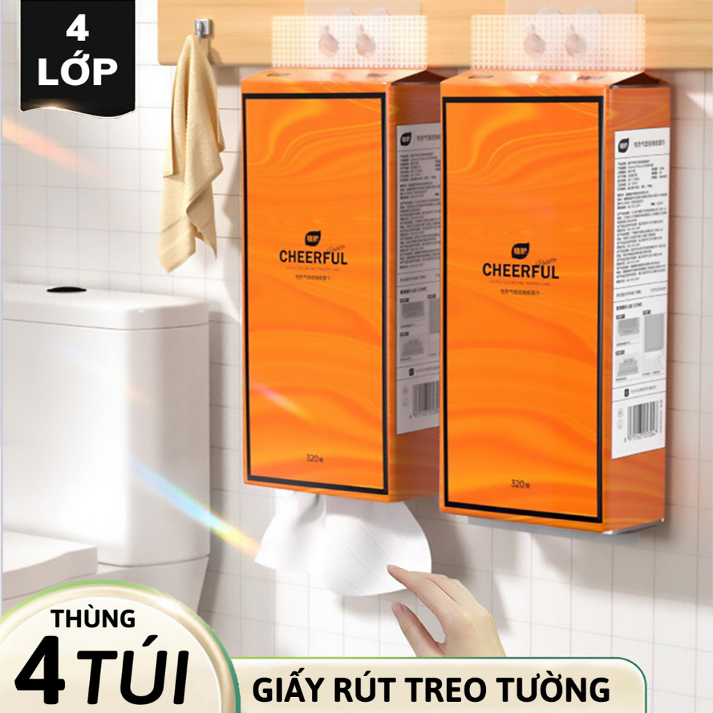 4472 Giấy rút treo tường 1280 tờ Cheeful tiện lợi, nội địa trung cao cấp 4 lớp