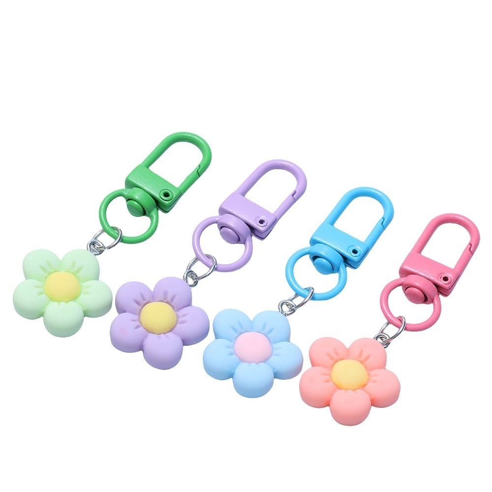 Móc khóa hoa đầy màu sắc GUSTAVA, Phụ kiện hoa quyến rũ Mặt dây chuyền móc khóa bằng nhựa, Phụ kiện móc khóa hoạt hình Kawaii Túi quyến rũ