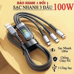 Cáp dữ liệu sạc nhanh trong suốt 100W cho thiết bị Apple Android Type-C Màn hình kỹ thuật số