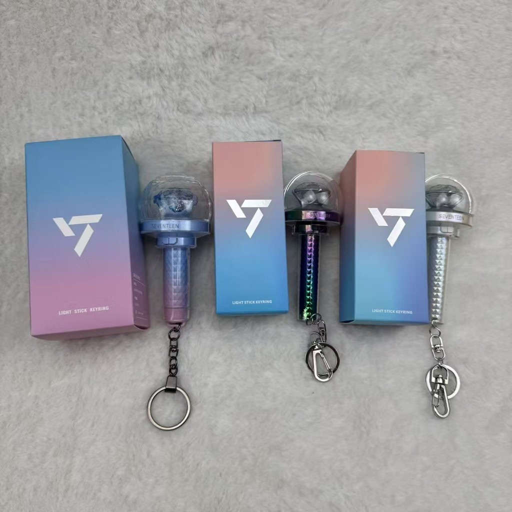 Kpop Idol Seventeen Mini Lightstick Keyring SVT 10th Anniv Edition Buổi hòa nhạc Glow Stick Móc khóa cho Carat Collectibles Quà tặng