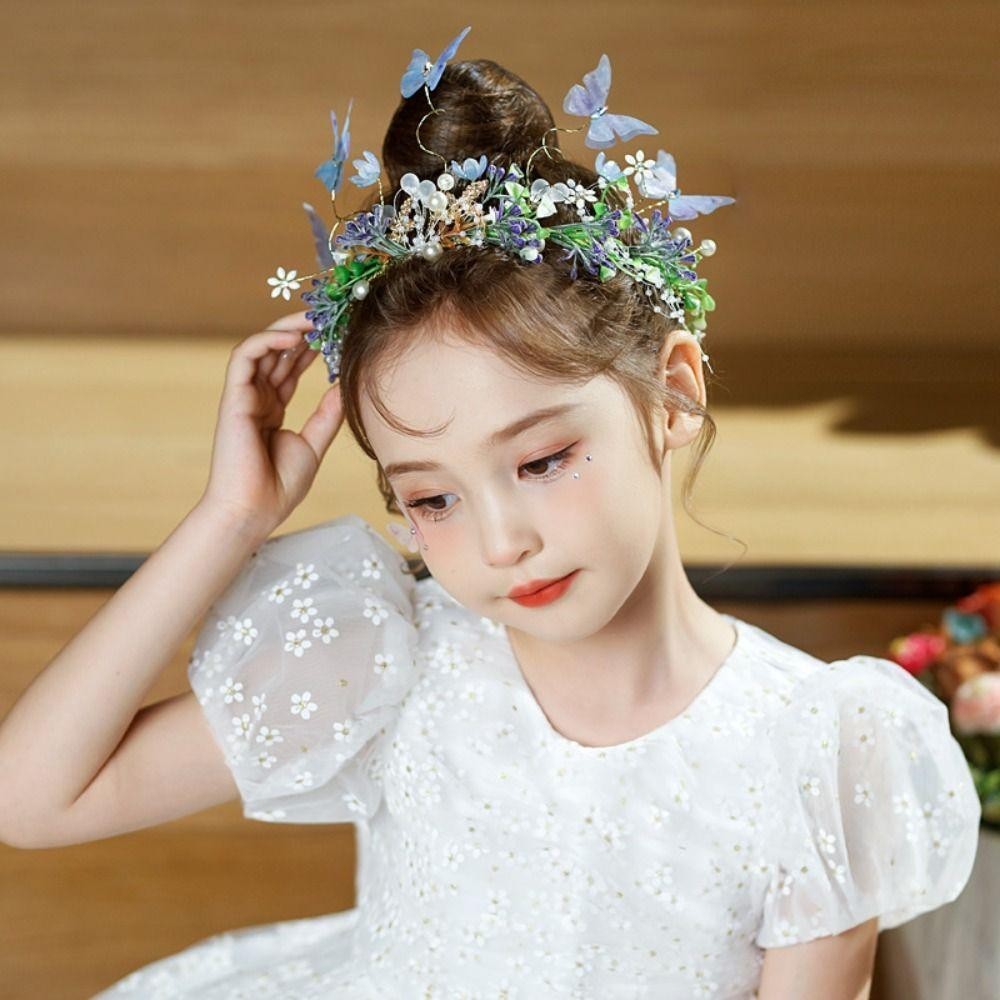 Băng đô vương miện hình bươm bướm cho bé gái trong lễ cưới