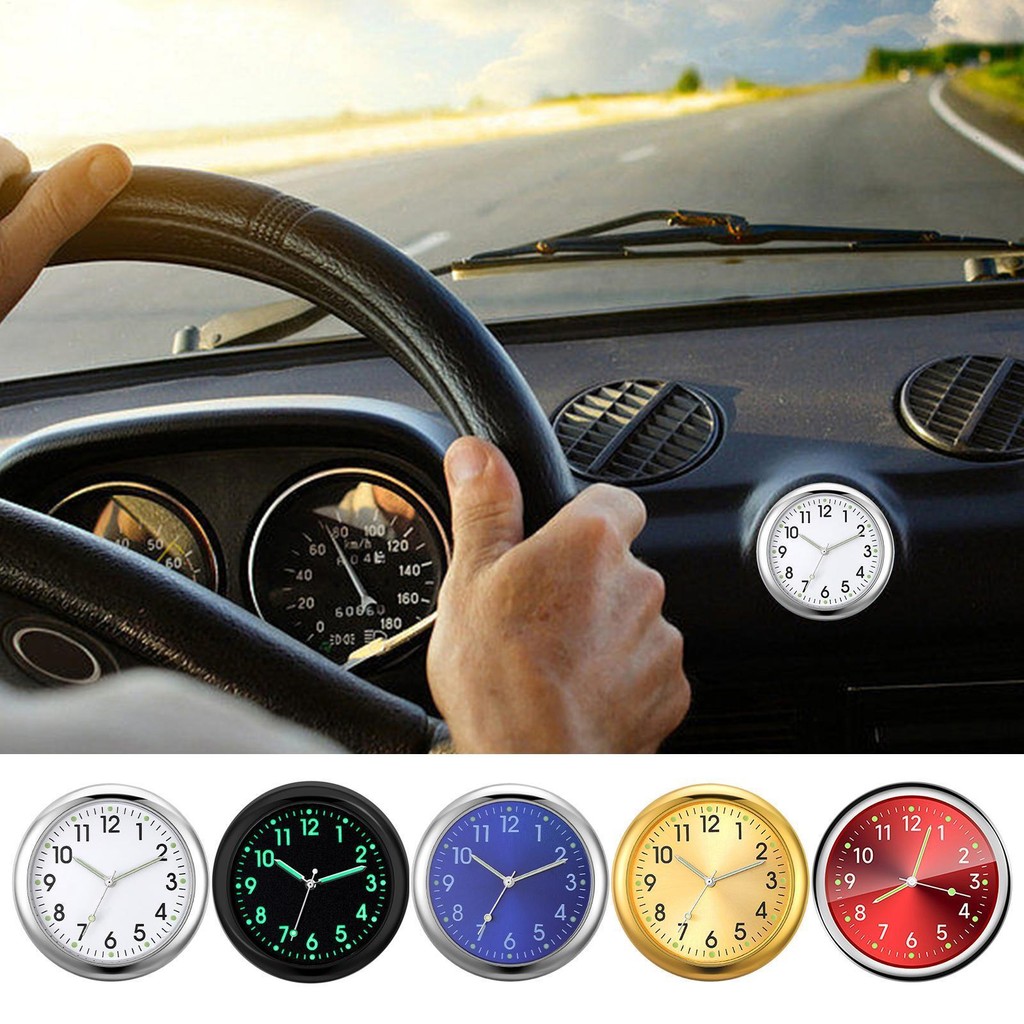Đồng hồ ô tô Bảng điều khiển phát sáng Air Vent Stick-On Quartz Analog Watch Đường kính 4cm cho xe máy pomervn
