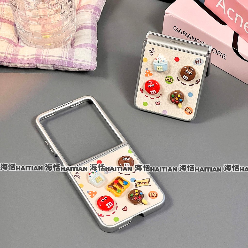 Thích hợp cho Samsung Galaxy Zflip7 3D Vỏ điện thoại kẹo ba chiều Vỏ gấp dây buộc cho ZFlip 6 5 4 3 5G N3Flip MixFlip 2 Vỏ bảo vệ cứng