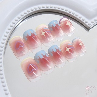 24 CHIẾC Phấn má hồng Ấn vuông trên móng tay quyến rũ Thoải mái khi đeo móng tay để biểu diễn sân khấu Mặc