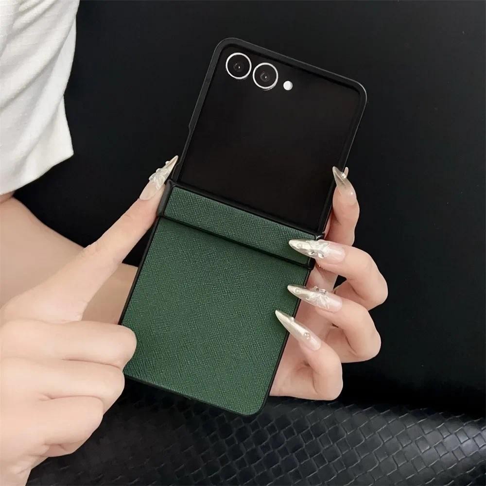 Ốp Điện Thoại Da Họa Tiết Louche Sang Trọng Cho Samsung Galaxy Z Flip 7 6 5 4 3 5G Flip7 Flip6 Flip5 Flip4 Bản Lề Vỏ Bảo Vệ