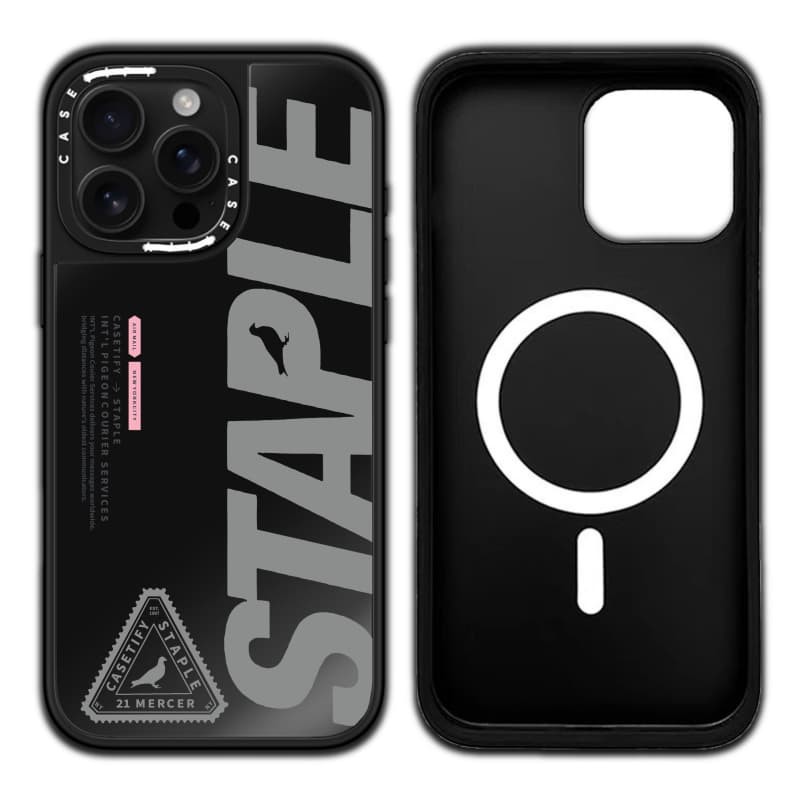 Ốp lưng CASECASE X STAPLE hút từ tính Vỏ iPhone Gương đen & bạc IPhone 16 15 14 13 12 Pro Max Plus Ốp lưng cứng có hộp khắc logo