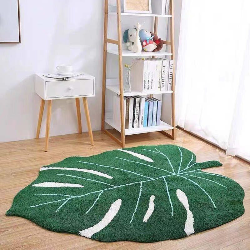 Ins Phong Cách Lá Họa Tiết Giả Thảm Cashmere Sáng Tạo Thảm Hút Nước Hình Đặc Biệt Phòng Khách Phòng Ngủ Thảm