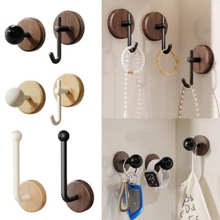 Móc treo tường PWSSEND, Móc lưu trữ treo tường bằng gỗ đen trắng, Bắc Âu Không có máy khoan Chống thấm nước Tự dính Móc treo trang trí