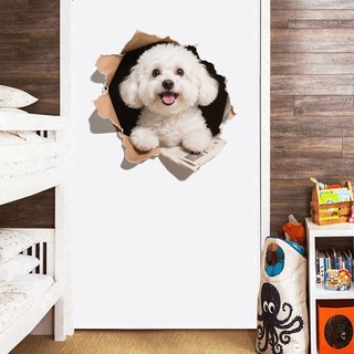 Miếng dán tường chống thấm nước 3D siêu dễ thương, hình chó, dùng cho tường/xe ô tô