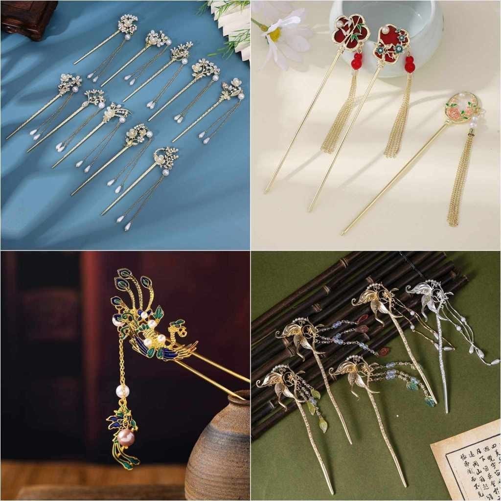 (1 cái)Tổng hợp các mẫu trâm cài tóc tua rua Phong cách Cổ Trang Trung Hoa, phụ kiện chụp ảnh cổ trang