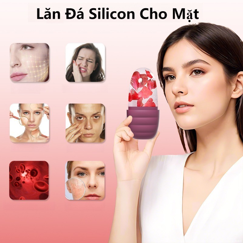Lăn Đá Silicon Cho Mặt, Cho Đường Viền Máy Mát Xa Khử Sưng Mặt, Da Massage, Có Thể Tái Sử Dụng Và Chống Rò Rỉ