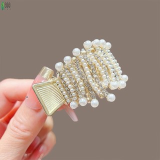 Hợp kim ngọc trai và kẹp tóc đuôi ngựa kiểu Hàn Quốc có kim cương giả - Thích hợp làm quà tặng sinh nhật hay Tết