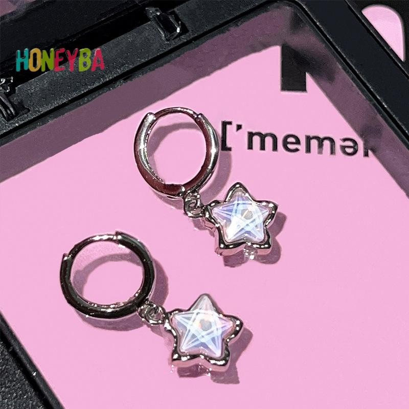 < Honeyba > Gothic Dễ Thương Giấc Mơ Cổ Tích Ánh Trăng Đá Ngôi Sao Mặt Dây Chuyền Bông Tai Cho Egirl Y2K EMO 2000s Bông Tai Kẹp Goth Vintage Phụ Kiện Trang Sức