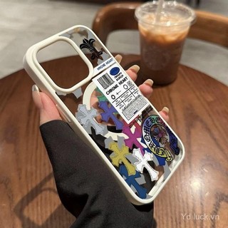 Nhãn Nhiều Màu Sắc Chữ Thập Độc Đáo Sáng Tạo Thời Trang Cao Cấp Bán Chạy Ốp Điện Thoại Từ Tính Thích Hợp Cho iphone 11pro 14promax 16 15plus 12pro 13promax 14 16pro 15 11 Ốp Chống Sốc