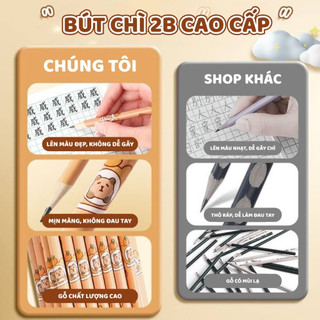 Bút Chì Gỗ 2B Dễ Thương- Bút Chì Hoạt Hình Cho Bé Tập Viết/Vẽ, Ngòi Bền, Nét Đậm