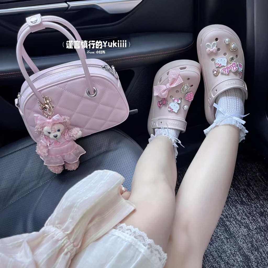 Phụ kiện hoa cao cấp cho Crocs Hello Kitty, dễ thương, có thể tháo rời, kèm khóa Busch