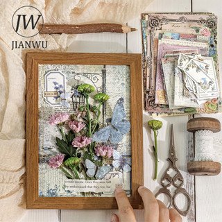 JIANWU Nông thôn Bưu Điện Series Vintage Hoa Rỗng Phong Cảnh Cắt Kéo Sổ Lưu Niệm Chất Liệu Sáng Tạo Rác Tạp Chí Văn Phòng Phẩm