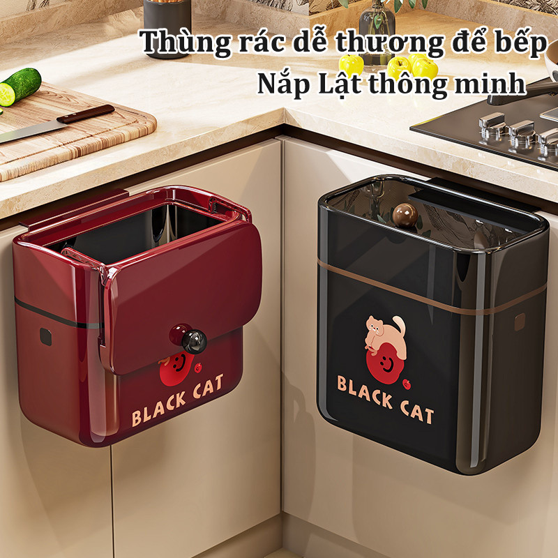 Thùng Rác Dán Tường Treo Tủ Bếp 9L, Nắp Lật thông minh, Tiện Dụng Cho Nhà Bếp Gắn Trong Nhà Vệ Sinh