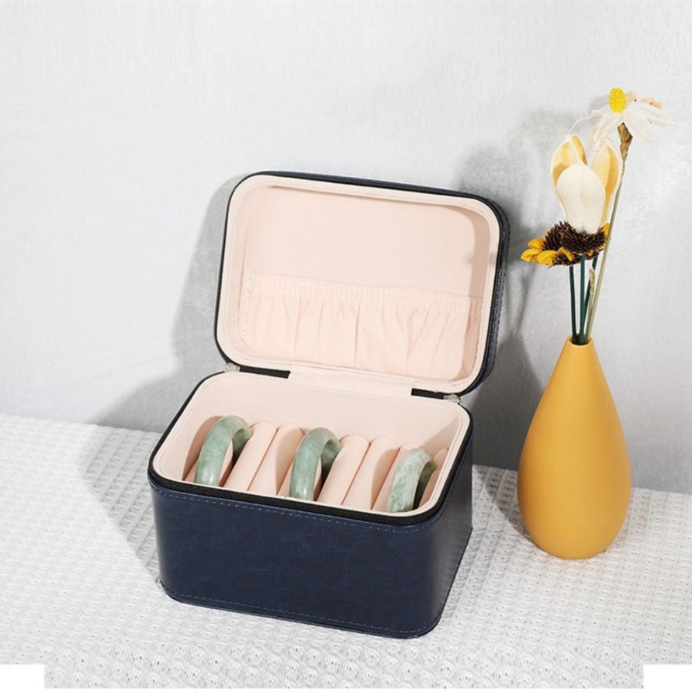 Hộp lưu trữ trang sức DONOVANQQ, Hộp trưng bày vòng đeo tay bên trong bằng da PU, Nhẫn chống sốc Vòng cổ Giá đỡ tổ chức Vòng đeo tay Hộp đựng đồ trang sức