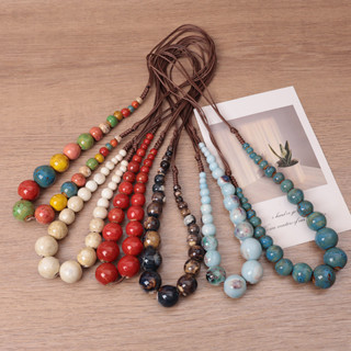 Vòng cổ hạt gốm phong cách dân tộc, điều chỉnh đượcsize, phù hợp phong cách bohemian