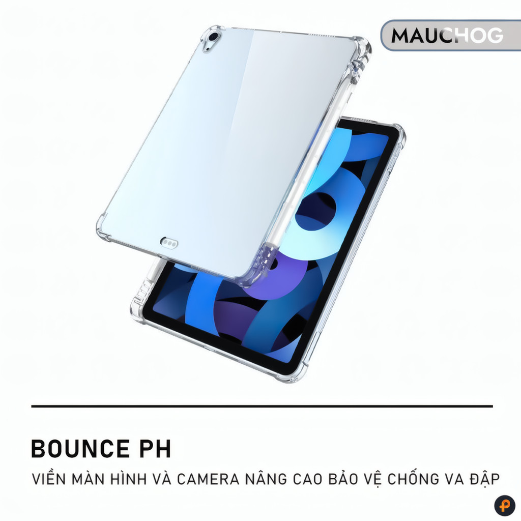 Ốp iPad Trong Suốt Chống Sốc Có Khay Đựng Bút Cho iPad Pro M4 M2 M1 Gen 11 10 Air 7 6 5 4 Mini 7 6