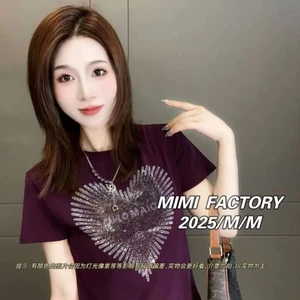 Mùa Hè 2025 Áo Thun Cổ Tròn Tay Ngắn Phù Hợp Mặc Hàng Ngày Cho Nữ