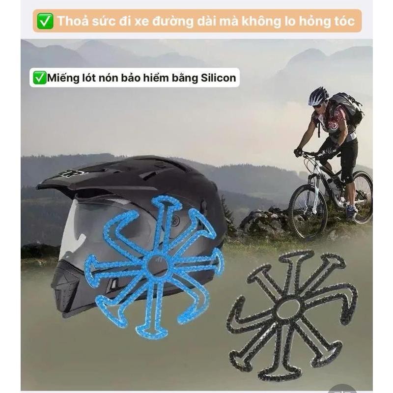 Lót mũ nón bảo hiểm Silicon Massage chống nóng, chống xẹp tóc, thông thoáng làm mát, chăm sóc bảo vệ da đầu