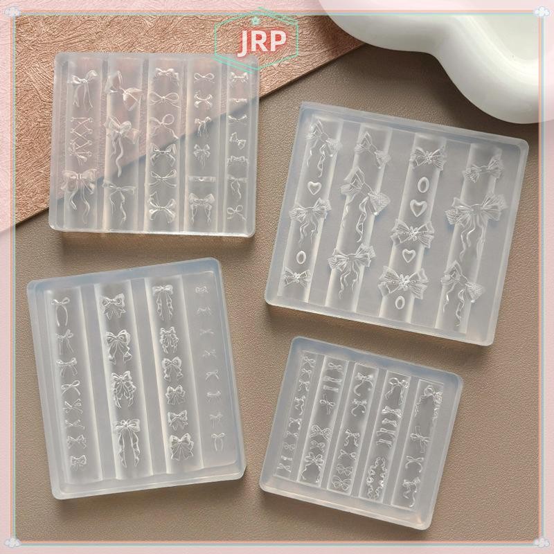JRP 3D Ruy Băng Nơ Hình Khuôn Dập Stencils UV Gel Ba Lan Khuôn Nghệ Thuật Silicon Khắc Khuôn DIY Thiết Kế Móng Tay Charm Trang Trí JRP