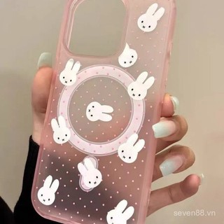 Ốp Điện Thoại Thích Hợp Cho iPhone Frosted Polka Dot Miffy Rabbit Giá Đỡ 17 / 16 / 15promax / 14 Phong Cách Mới 13 / 12 / 11pro Niche xsmax / xr Sáng Tạo Chống Sốc Lỗ Lớn Bao Gồm Tất Cả WJZR