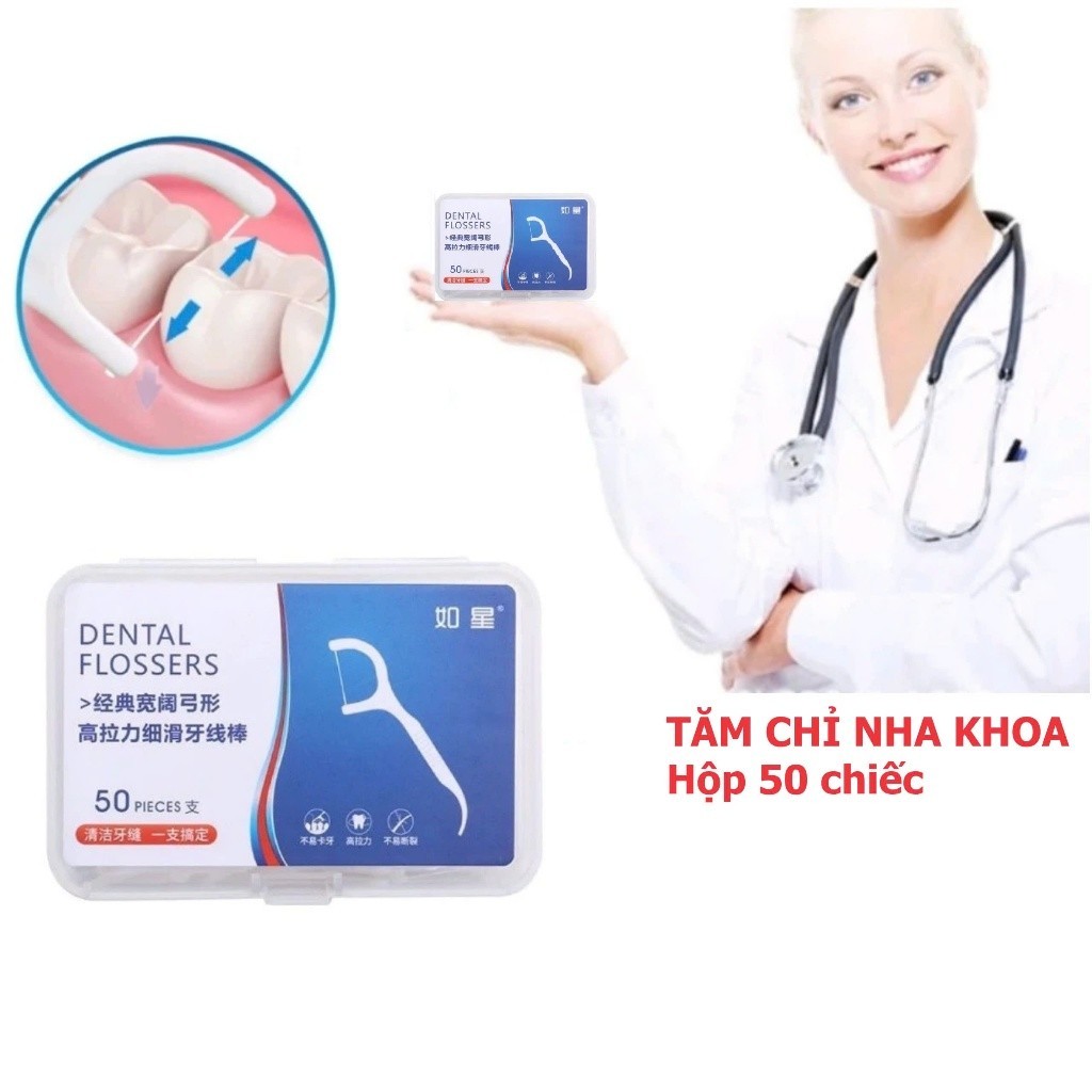 Combo 5 Hộp 250 Cây Tăm Chỉ Nha Khoa Vệ Sinh Kẽ Chân Răng Chân Nướu Chăm Sóc Răng Miệng DT060
