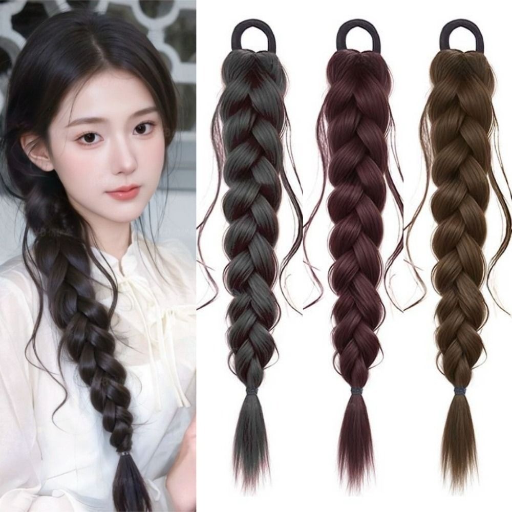 GOJO Tóc Giả Bím Đuôi Cá Xoắn, Đuôi Ngựa Quấn Tóc Lộn Xộn, Dây Buộc Tóc Handmade Lông Tơ, Phần Mở Rộng Tóc Nữ / Bé Gái