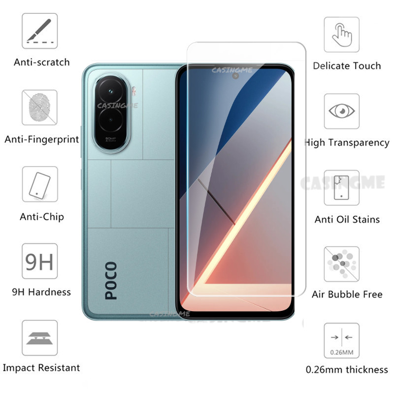 POCO M7 2025 4G Full Cover Kính Cường Lực Flim Cho POCO M7 POCOM7 Plus M 7 Pro 4G 5G 2025 Phim Trước Mặt Sau Ống Kính Kính Mặt Sau Kính Bảo Vệ Màn Hình Ống Kính Máy Ảnh