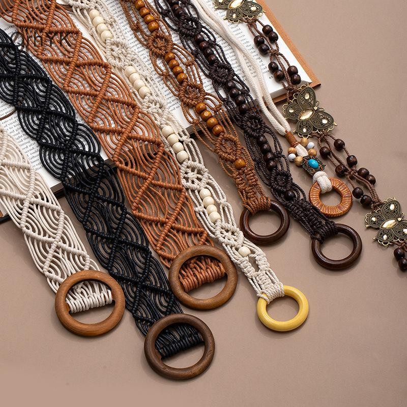 Thắt lưng bohemian dây thừng dân tộc retro, phong cách Hàn Quốc - phụ kiện thời trang