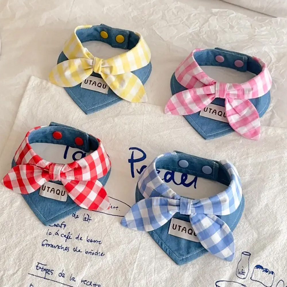 🏻 🏻 [Pet-Eleven] Khăn quàng cổ thú cưng phong cách Hàn Quốc Nơ Khăn quàng cổ cho thú cưng Chó mèo Khăn nước bọt cho thú cưng Khăn quàng cổ tam giác Yếm Trang trí dễ thương Sách đỏ nhỏ