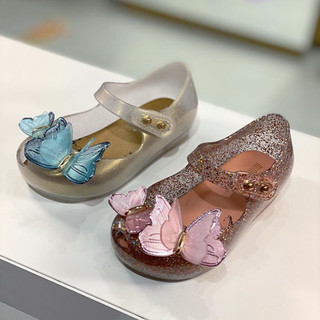 2023 Phong Cách Mới Melissa Cùng Phong Cách Bướm Ba Chiều Giày Trẻ Em Bé Gái Miệng Cá Thạch Giày Sandal Công Chúa Cho Bé