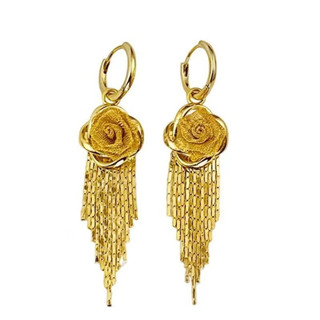 Bông tai dangling tua rua hoa hồng sang trọng, tạo vẻ đẹp thu hút
