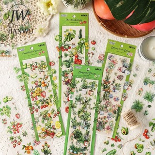 JIANWU Dòng Thời Gian Tự Nhiên Hoa Vintage Hoa Trái Cây Phong Cảnh Chất Liệu Cắt Kéo Sổ Lưu Niệm PET Miếng Dán Sáng Tạo Tạp Chí Văn Phòng Phẩm