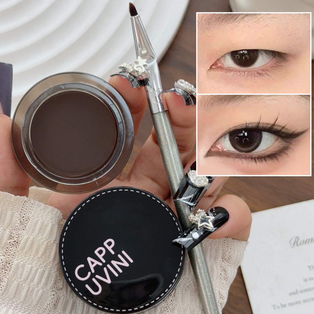 Kem kẻ mắt màu đen / nâu tự nhiên kèm cọ - Trang điểm 3 trong 1 cho kẻ mắt / Tint lông mày / Silkworm | Chống thấm nước, dễ lau, lâu trôi