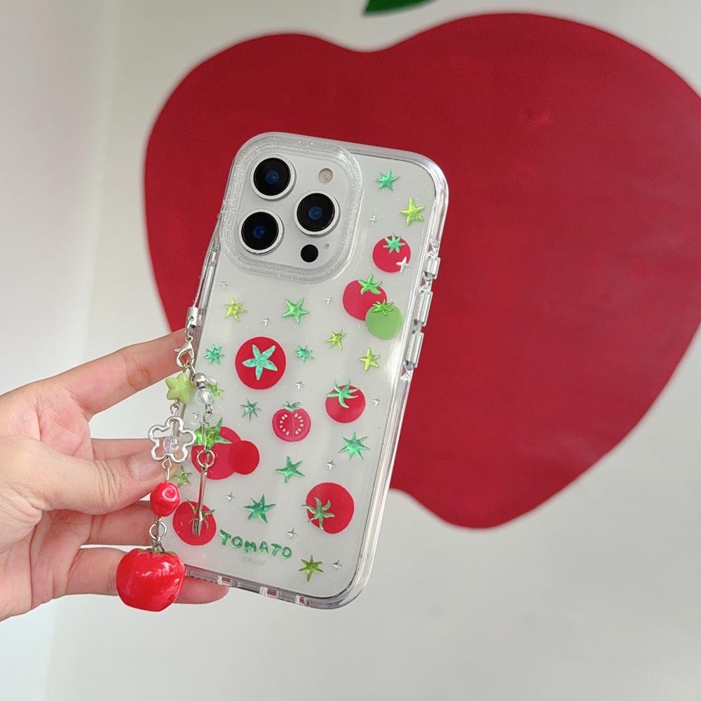 Ốp Lưng Cứng Tương Thích Với iPhone 13 14 14Pro 14ProMax 15 15Pro 15ProMax 16 16Pro 16ProMax Ốp Lưng Họa Tiết Cà Chua Ngôi Sao Trong Suốt
