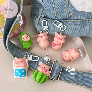 Deyangk Dễ Thương Ngộ nghĩnh Ba Chiều Heo Móc Khóa Hình Động Vật Móc Khóa Túi Điện Thoại Di Động Mặt Dây Chuyền Trang Trí Phụ Kiện VN