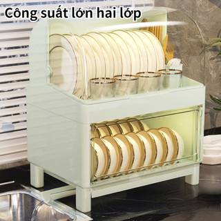 Hộp Đựng Chén Đĩa Có Nắp Tiện Dụng, Tủ Nhựa 2 Tầng Cho Nhà Bếp và Đồ Dùng Dao Kéo Thoải Mái.