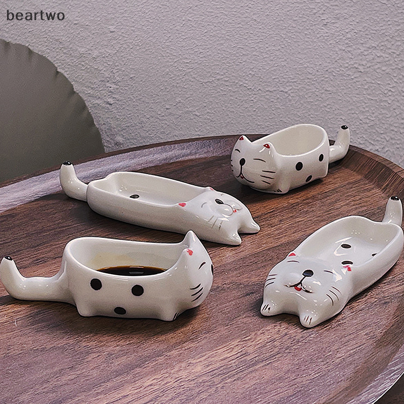 < Beartwo > Đĩa gia vị sốt đậu nành cà chua mù tạt dễ thương có tay cầm cho nhà hàng tại nhà đẹp