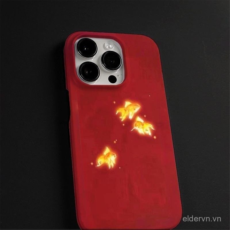 Cá vàng nhỏ QYJS dùng cho IPhone 15 14 13 ProMax 11 12 PRO X XR XSMAX SE 7 8 plus 14 15 PLUS Mẫu sành điệu bao toàn bộ phim tươi mới vỏ cứng 2 trong 1 chống rơi KZ8U