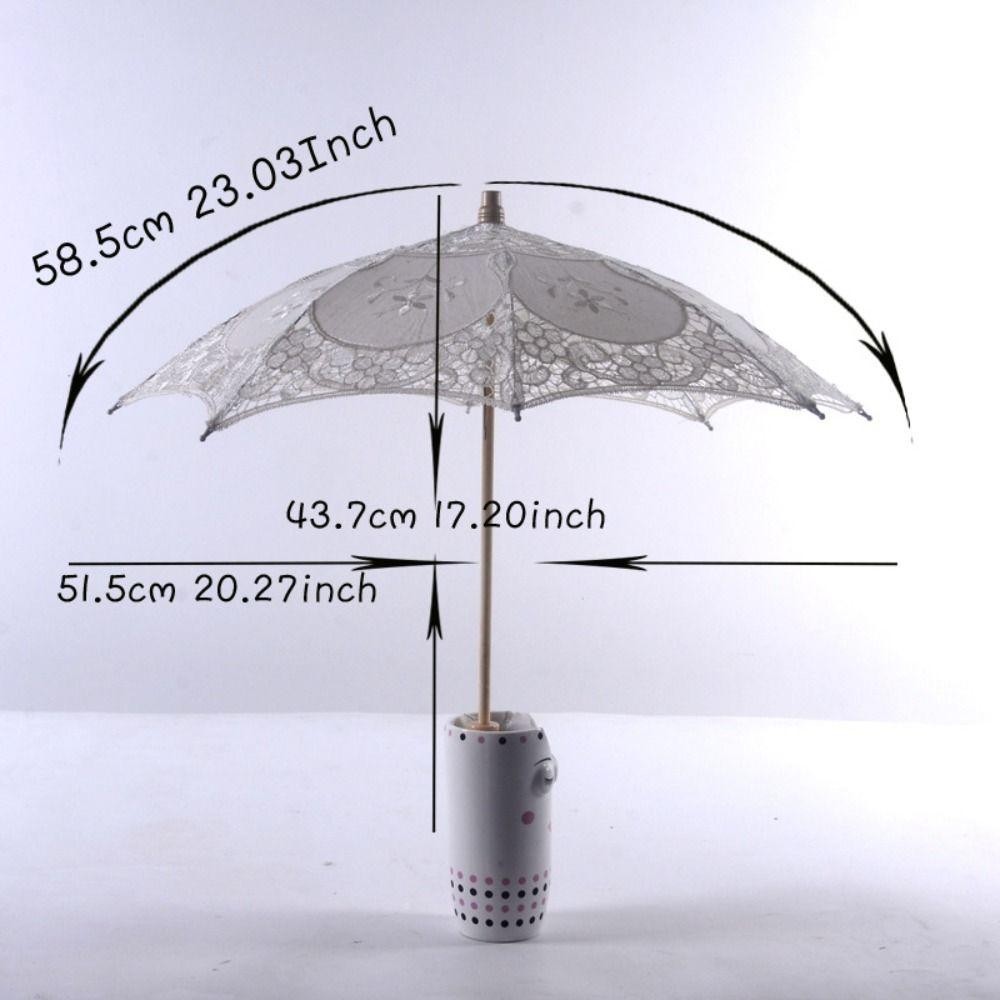 Ô dù ren EDIWANY, Ô dù thêu hoa cổ điển cho bé gái, Chiều dài 26 / 43cm Cotton ren Lady Kids Sun Umbrella