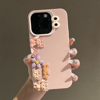 [Chất lượng cao] Vỏ điện thoại silicon lỏng Linabelle lập thể 3D màu hồng cho iPhone15 14 13 12 11 Pro Max iXSMAX XR XS Vỏ silicon mềm bảo vệ camera chống sốc